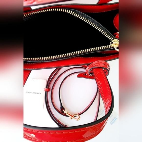 Marc Jacobs The Grind Tote Crossbody Bag Valiant Poppy Red Heart & Key R… - Picture 8 of 11